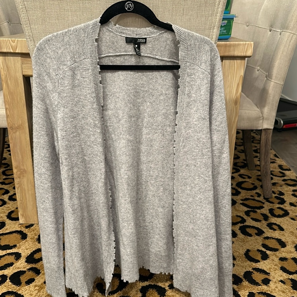 Aqua cashmere distressed cardigan
